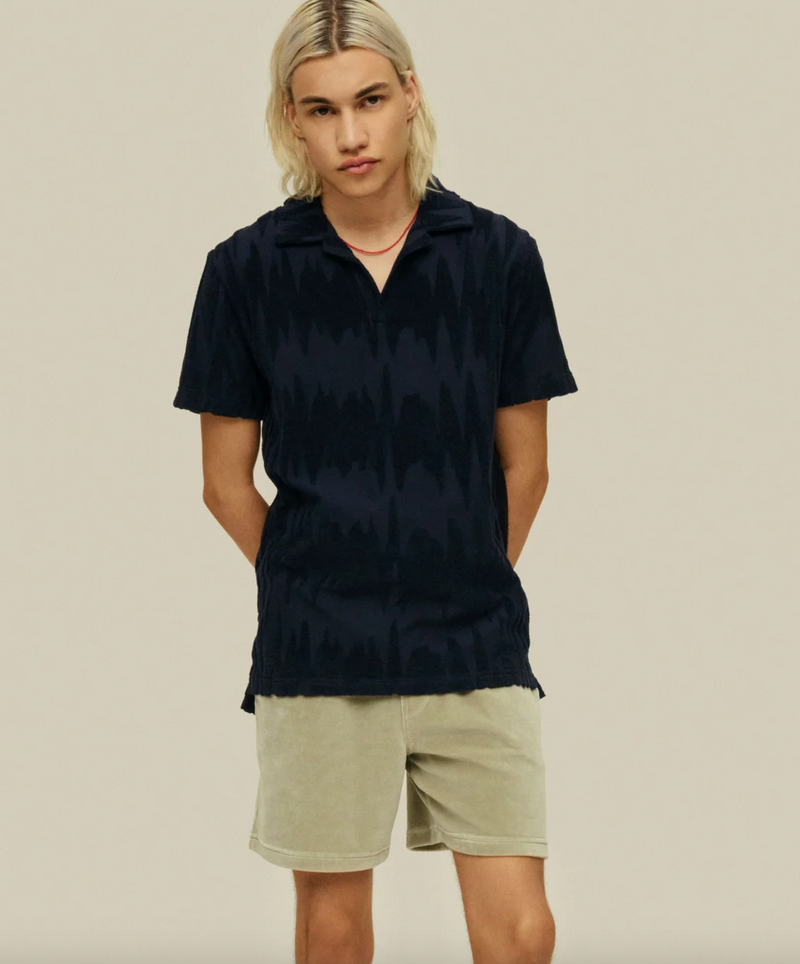 Navy Glitch Polo Terry Shirt by OAS