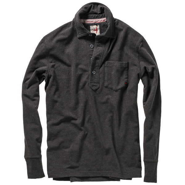 Drk Charcoal French Terry Loopback L/S Stretch Polo by Relwen