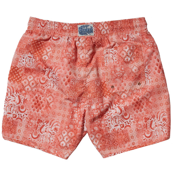 Red Bandana Eco- Recycled Poly Swim Trunk 6" by Grayers