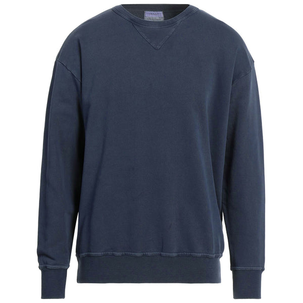 Dark Navy Loopback French Terry Cotton Sweatshirt by Crossley Italy