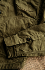 The "Anvil" Oxford Military Green Paraffin Wax Shirt Jacket by Hiroshi Kato
