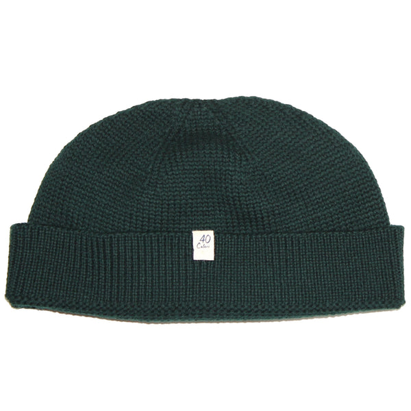 40 Colori Solid Forest Green Merino Wool Fisherman Beanie