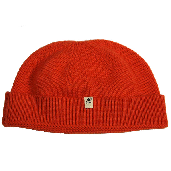 40 Colori Solid Orange Merino Wool Fisherman Beanie