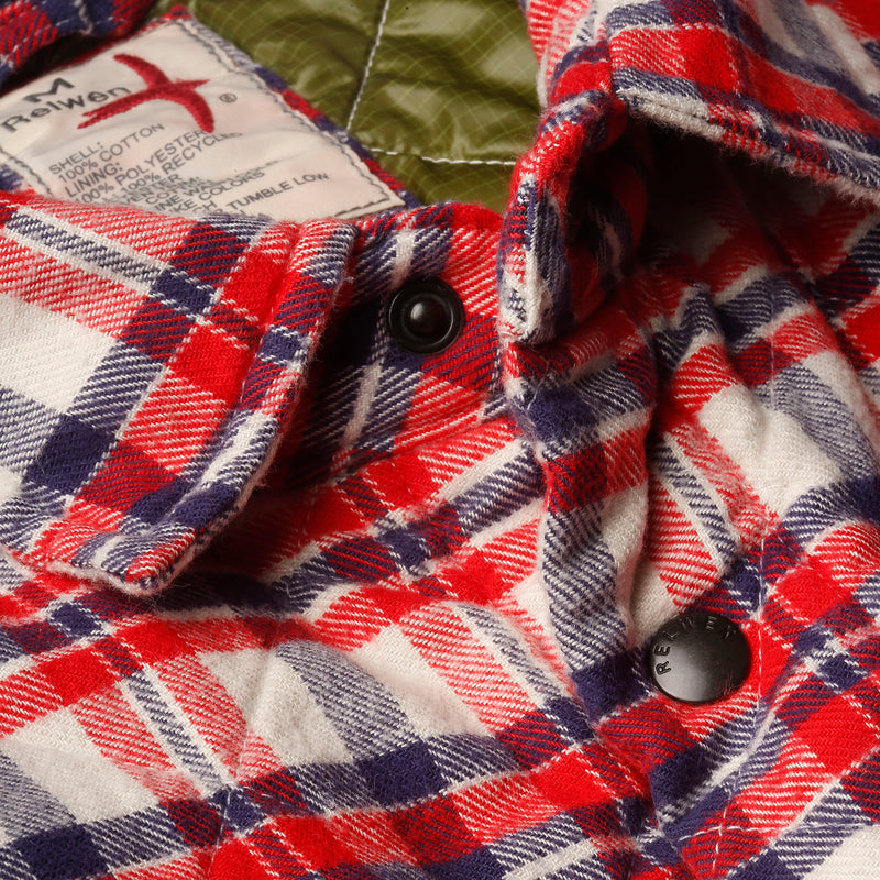 Quilted White / Red / Blue Flannel Shirt Jacket by Relwen