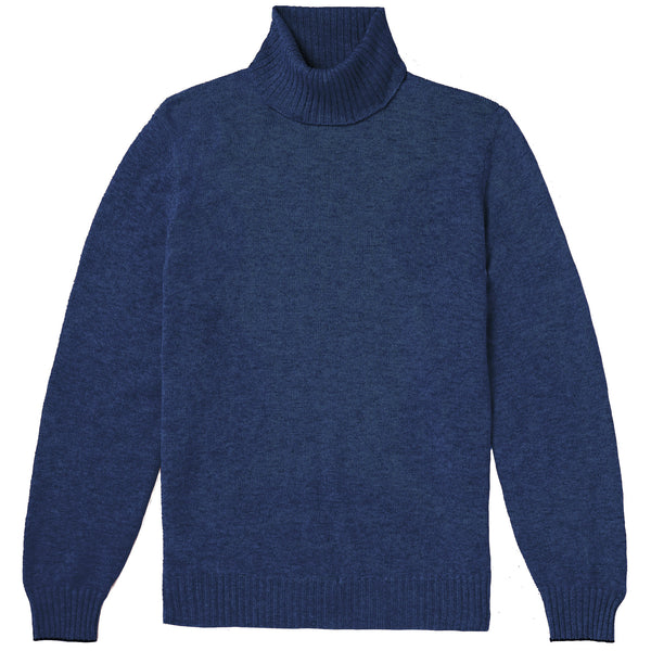 Heather Blue Italian Cashmere / Extra Fine Merino Roll Neck by 40 Colori Italy