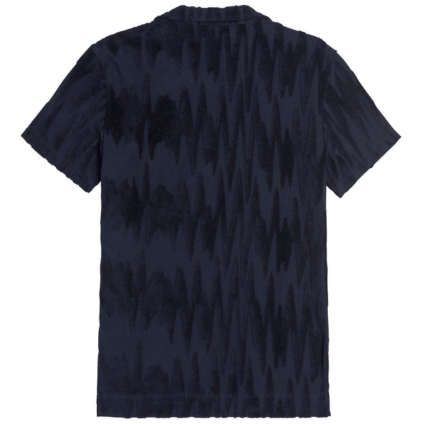Navy Glitch Polo Terry Shirt by OAS