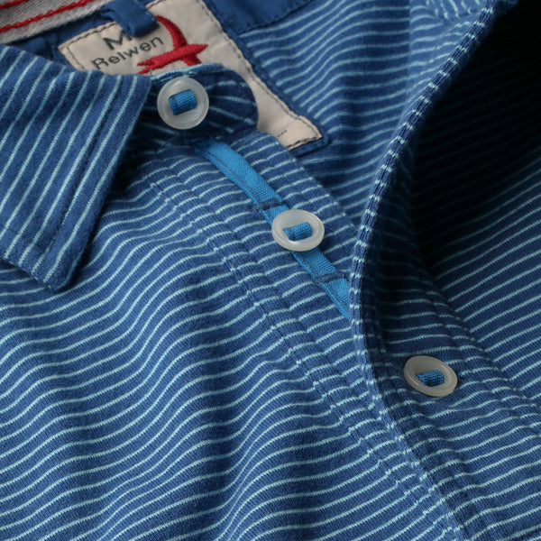 Blue / Lt Blue Stripe Jersey Polo by Relwen