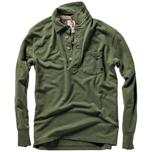 Brt Loden Heather French Terry Loopback L/S Polo by Relwen