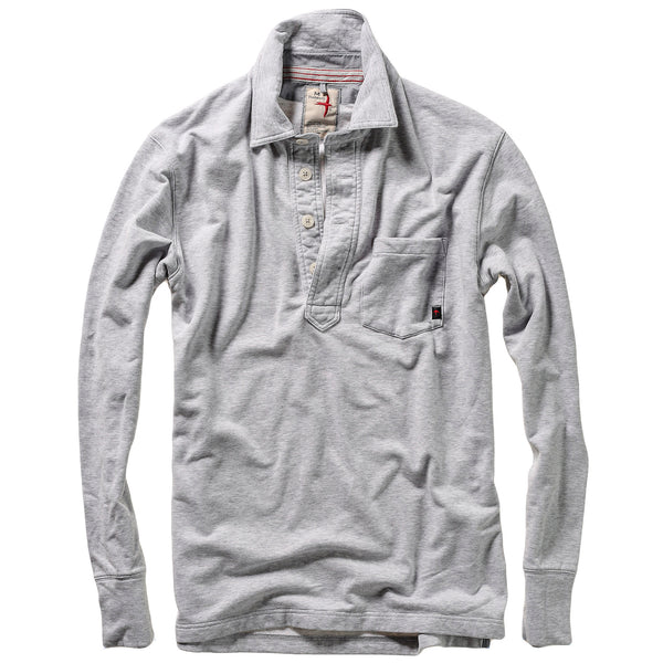 Lt Grey Heather French Terry Loopback L/S Stretch Polo by Relwen