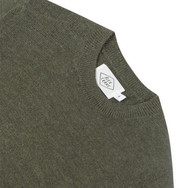 Heathered Pine Merino Wool Crewneck "Campo" Sweater by Alex Crane