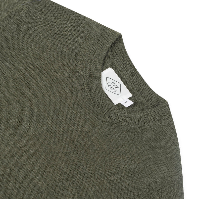 Heathered Pine Italian Merino Wool Crewneck "Campo" Sweater by Alex Crane