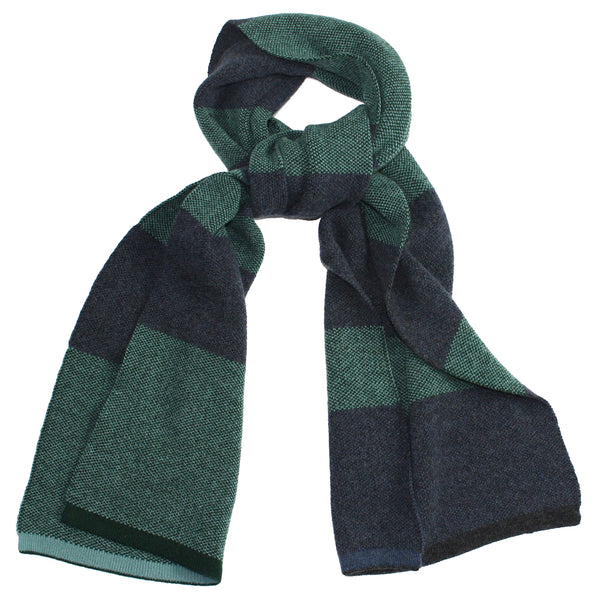 40 Colori Green / Blue Melange Striped Wool / Cashmere Scarf