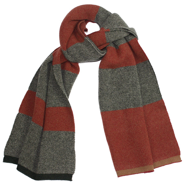 40 Colori Red / Taupe Melange Striped Wool / Cashmere Scarf
