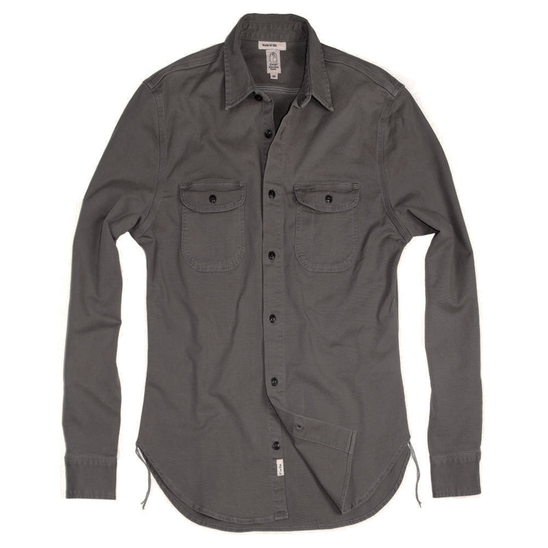 Charcoal "Brace" Shirt Stretch Oxford by Hiroshi Kato