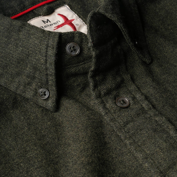 Dark Loden Flyweight Brushed Twill Shirt by Relwen