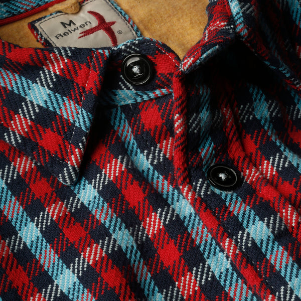 Red / Navy / Lt Blue Jumbo Check Mountain Flannel Shirt by Relwen