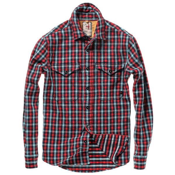 Red / Navy / Lt Blue Jumbo Check Mountain Flannel Shirt by Relwen