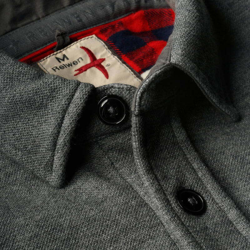 Dark Grey Heather Pique Fleece Workshirt by Relwen