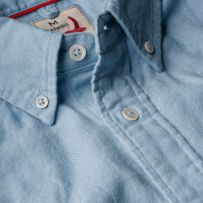 Pale Blue Flyweight Brushed Twill Shirt by Relwen