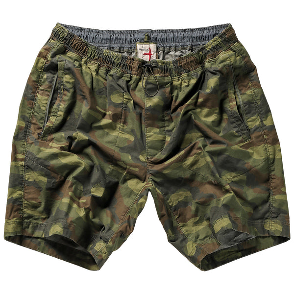 Bright Olive Camo Tropic-Weave Windshort by Relwen - 7.5"