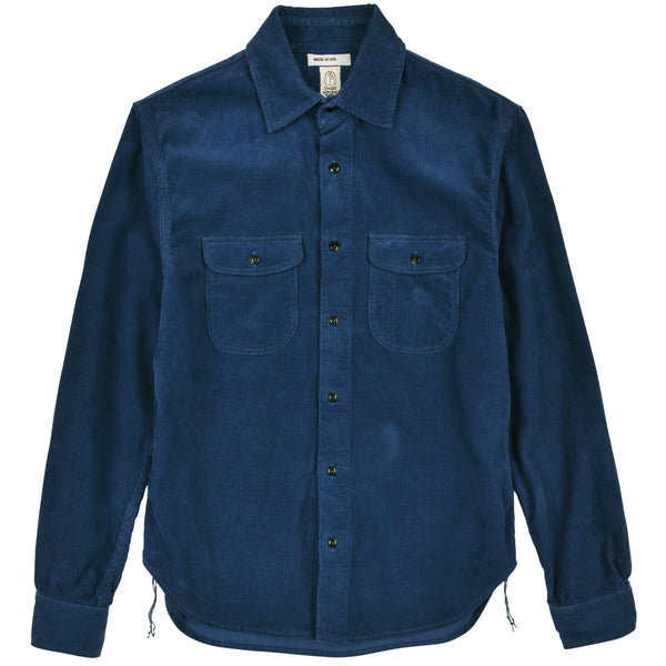 The "Brace" Pacific Blue 14W Cord Shirt Jacket by Hiroshi Kato