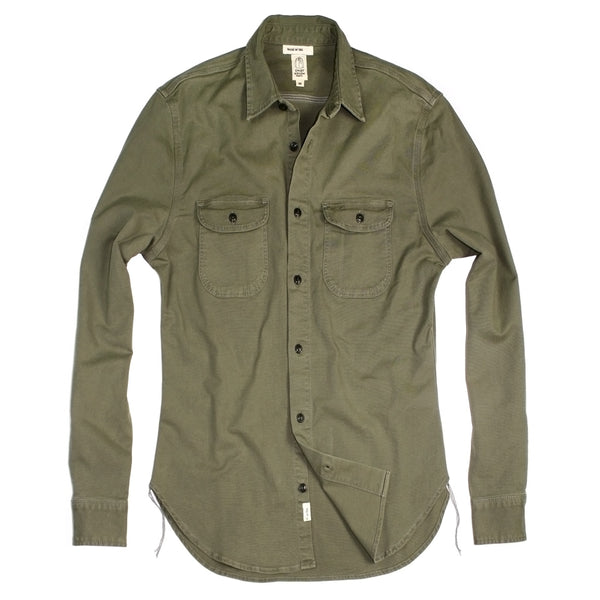 Pigment Dark Green "Brace" Shirt Stretch Oxford by Hiroshi Kato