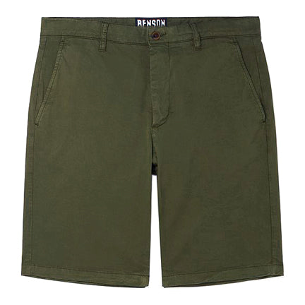 Dark Army Green Cotton Stretch Shorts by BENSON