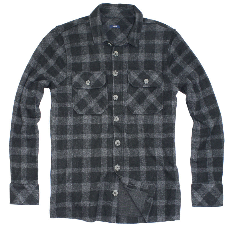 Charcoal Buffalo Check Knit Sweater Jacket by BENSON